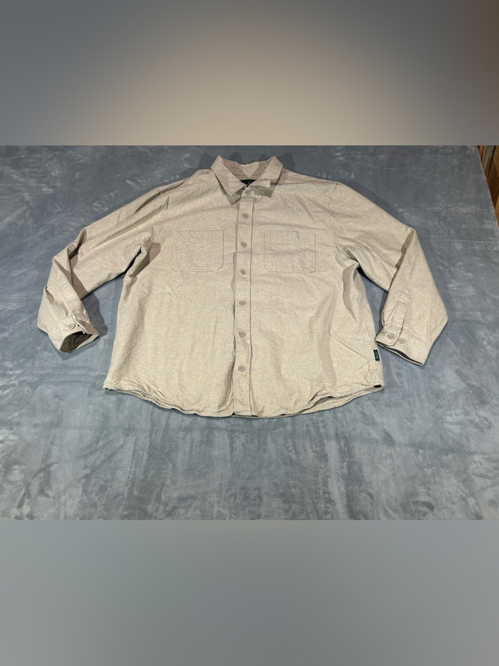 Woolrich Men's 2XL Green Label Chamois Long Sleeve Button Up Shirt Beige Flannel